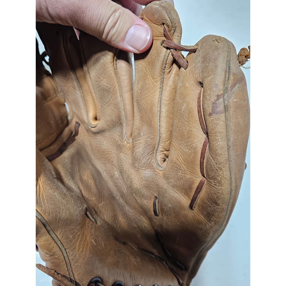Vintage Ted Williams 1662 Baseball Glove Sears Roebuck and Co Brown Leather RHT - Picture 10 of 11